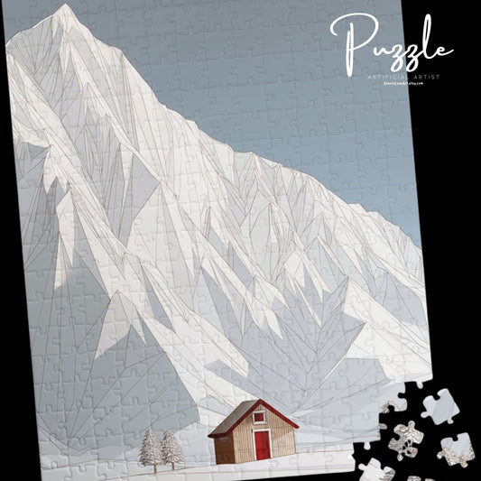 Cozy Winter Puzzle: Scenic Mountain Cabin, Family Fun, Gift for Puzzle Lovers, Holiday Activity, Home Décor