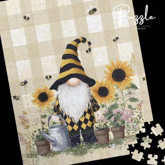 Sunflower Gnome Puzzle - Garden Decor, Relaxation Activity, Family Fun, 110-1014 Pieces, Gift for Nature Lovers