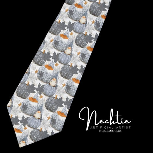 Stylish Fall Gnome Patterned Necktie, Elegant Gift for Him, Business Attire, Wedding Accessory,  Unique Men's Fashion