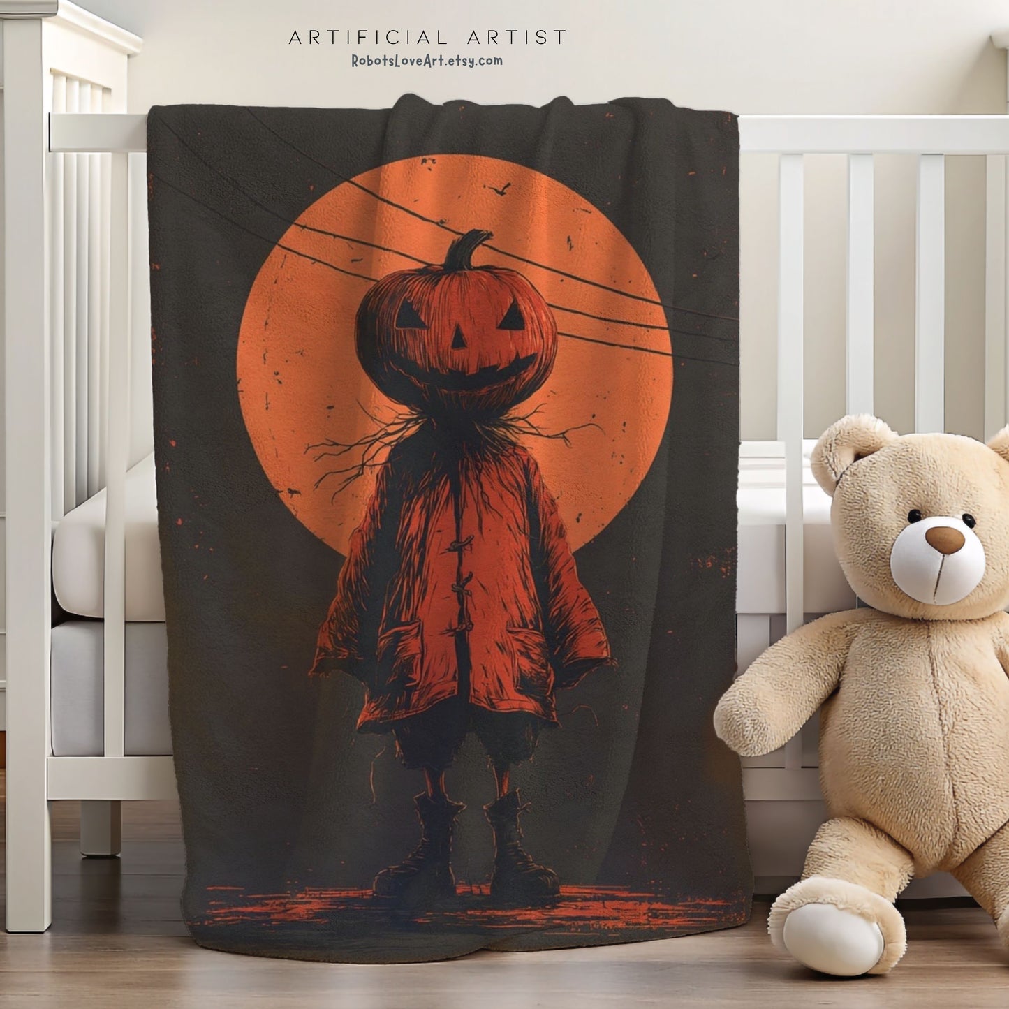 Spooky Pumpkin Velveteen Plush Blanket | Halloween Home Decor, Cozy Warm Throw, Autumn Gift, October Vibes, Seasonal Decor
