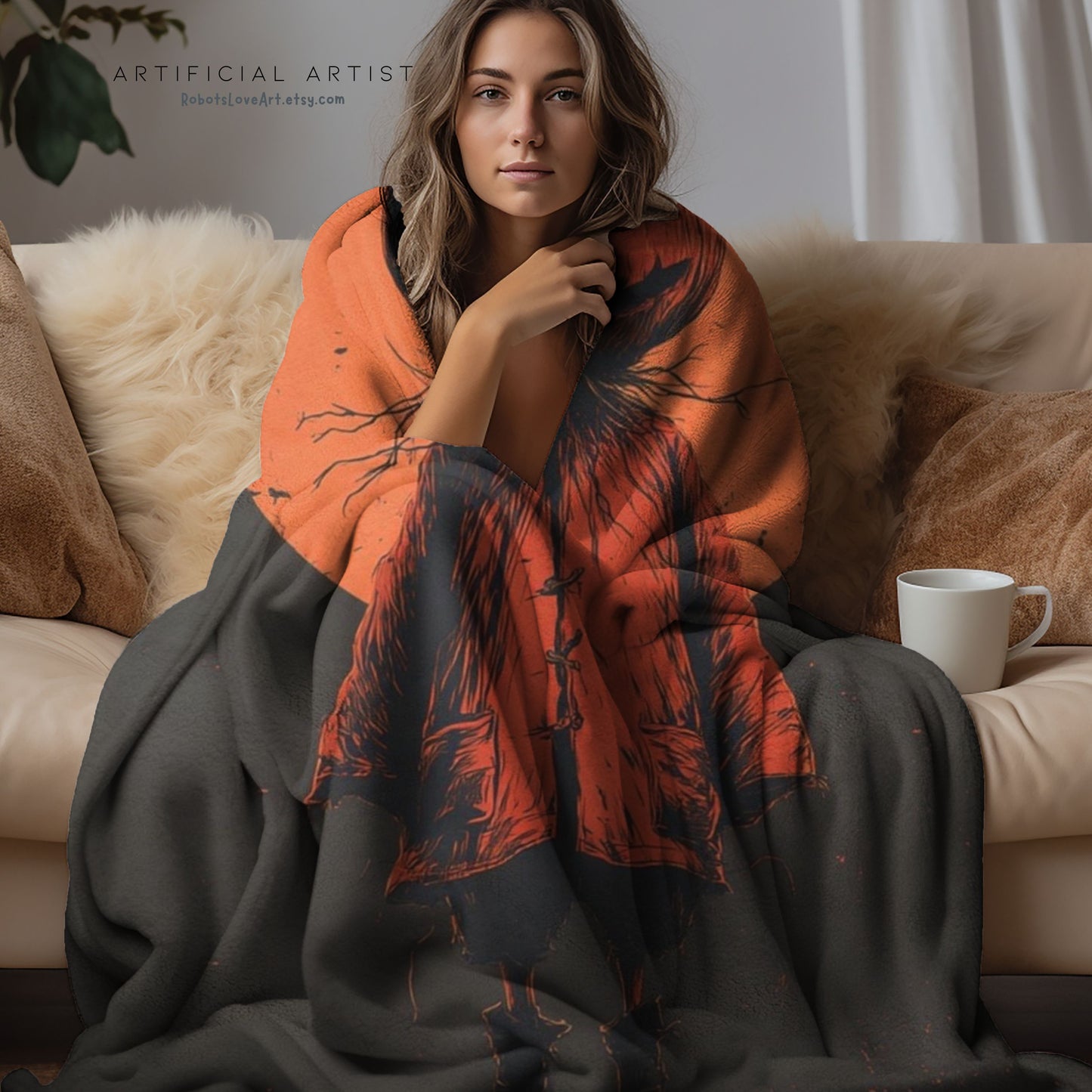 Spooky Pumpkin Velveteen Plush Blanket | Halloween Home Decor, Cozy Warm Throw, Autumn Gift, October Vibes, Seasonal Decor