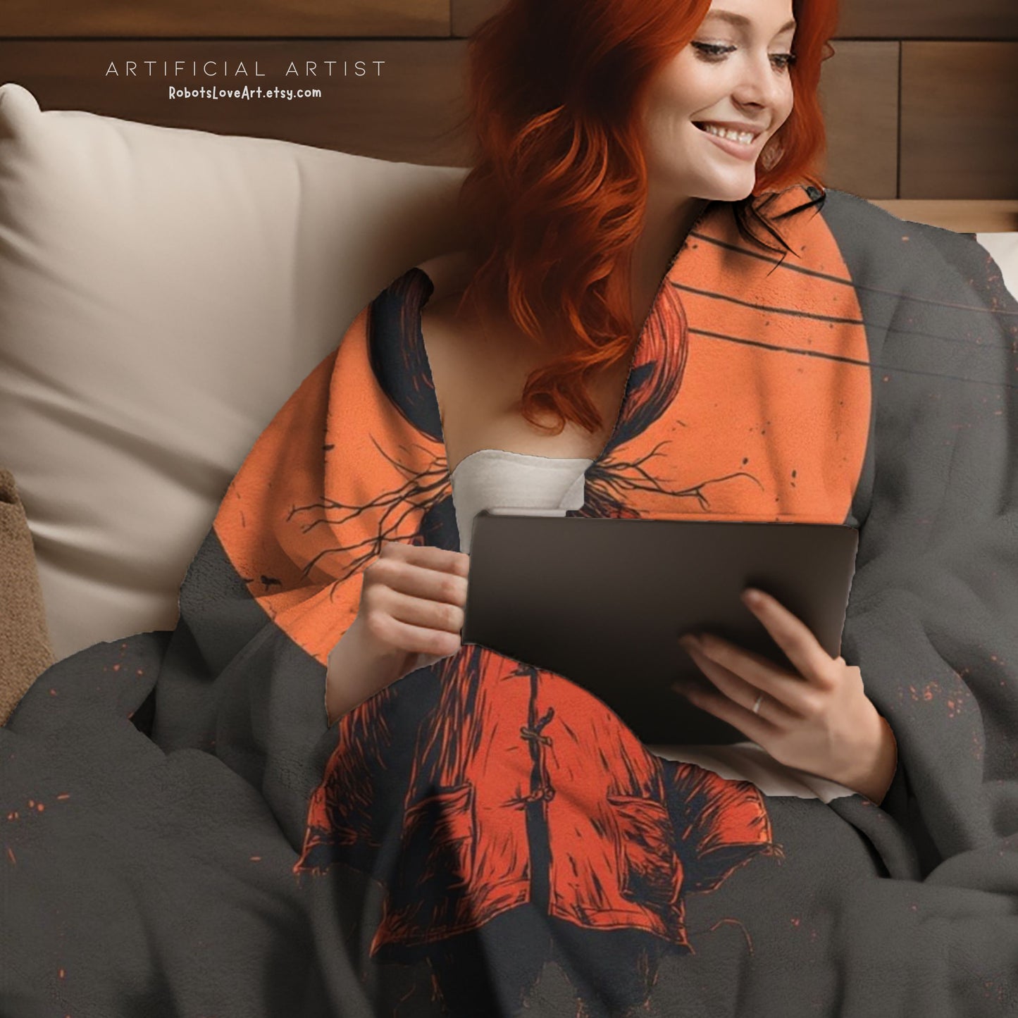 Spooky Pumpkin Velveteen Plush Blanket | Halloween Home Decor, Cozy Warm Throw, Autumn Gift, October Vibes, Seasonal Decor
