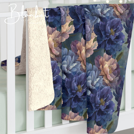 Dragon Floral Sherpa Fleece Blanket, Warm Throw for Sofa, Gift for Her