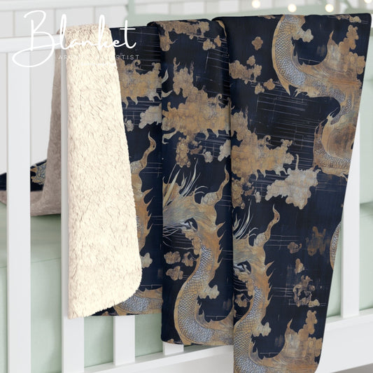 Cozy Sherpa Fleece Blanket with Abstract Dragon Pattern, Soft Throw for Home Decor, Perfect Gift for All Occasions