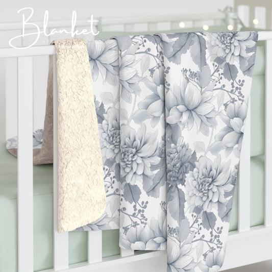 Fleece Blanket - Gray Toned Floral Throw