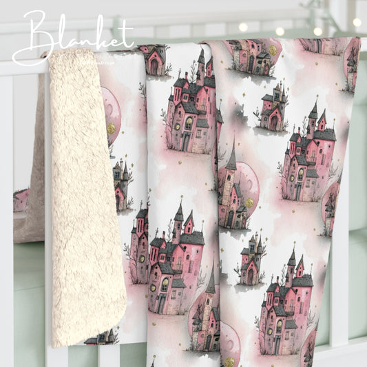 Cozy Castle Design Sherpa Fleece Blanket | Perfect Gift for Little Girl