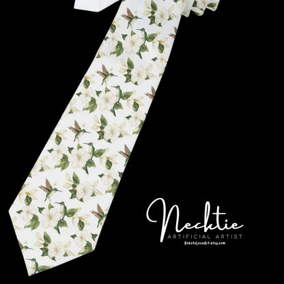 Floral Necktie, Elegant Tie for Formal Events, Wedding Accessory, Gentlemen's Fashion, Nature-Themed Gift, Spring Style