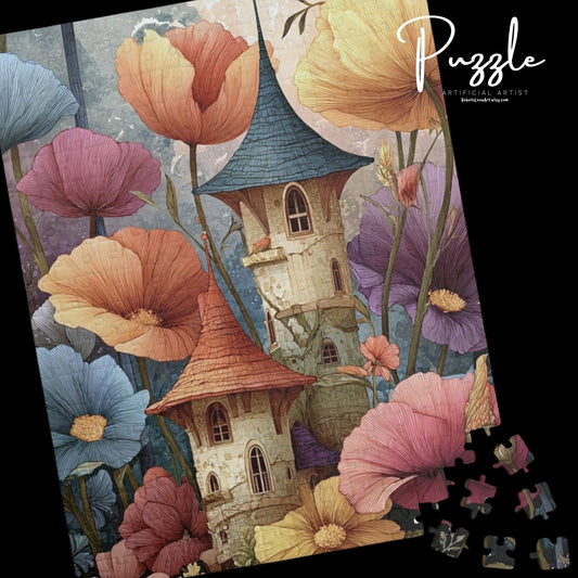 Fantasy Fairy House Puzzle - Enchanting Flower Cottage Design, Fun Family Activity, Relaxing Gift, Puzzle Enthusiast