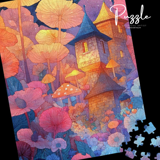 Colorful Fantasy Castle Puzzle - 110, 252, 520, 1014-piece, Unique Gift for Puzzle Lovers, Family Activity, Relaxation, Home Decor