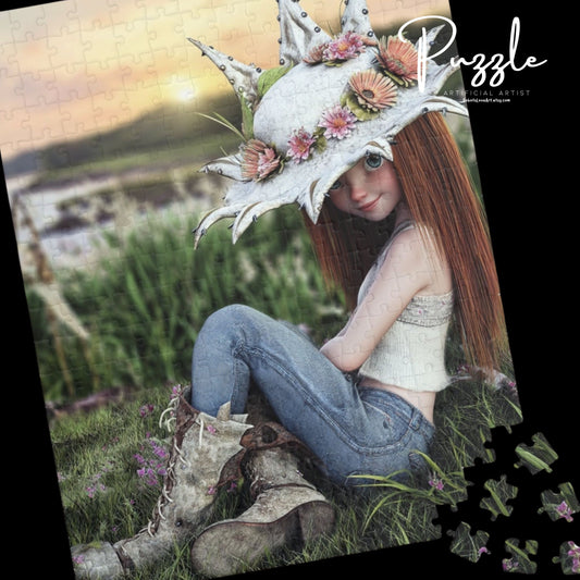 Quaint Homestead Scene Farmers Daughter Puzzle | Enchanting Artwork, Relaxing Family Fun, Unique Gift Idea