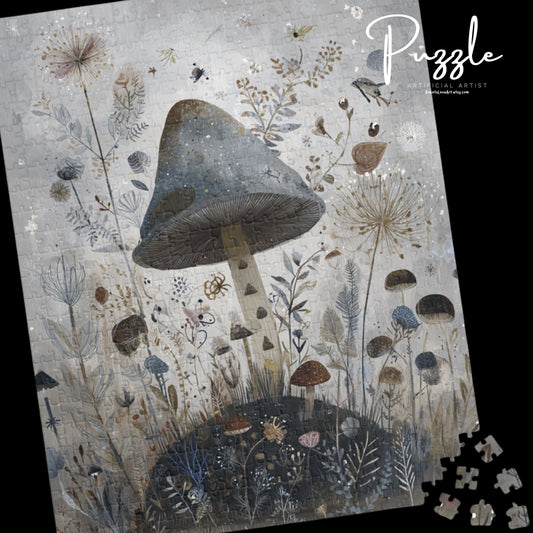Whimsical Mushroom Puzzle | Nature-Inspired Jigsaw, 110-1014 Piece Set, Mindfulness Activity, Eco-Friendly Gift, Home Decor