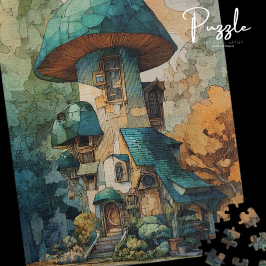 Enchanting Mushroom House Puzzle - Family Fun