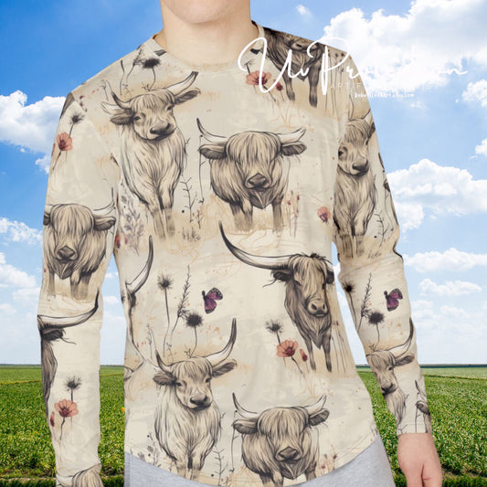 UV Protection Long Sleeve Shirt with Rustic Farm Design, Perfect for Summer Picnics