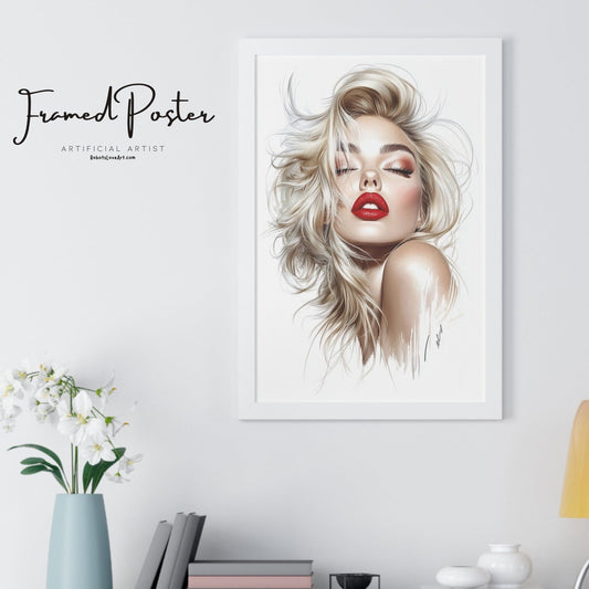 Glamorous Framed Vertical Poster Art, Wall Decor for Fashion Lovers, Elegant Gift for Home Decor, Stylish Lady Artwork, Makeup Room Decor