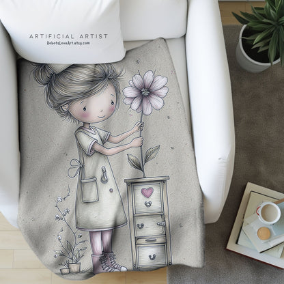 Nurse Floral Velveteen Plush Blanket, Cozy Throw for Healthcare Workers, Gift for Nurses, Relaxation Home Decor, Soft Bedding Accents