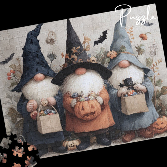 Halloween Gnome Puzzle - Seasonal Decor, Family Fun Activity, Perfect Gift for Fall Celebrations, Halloween Party, Cozy Nights In