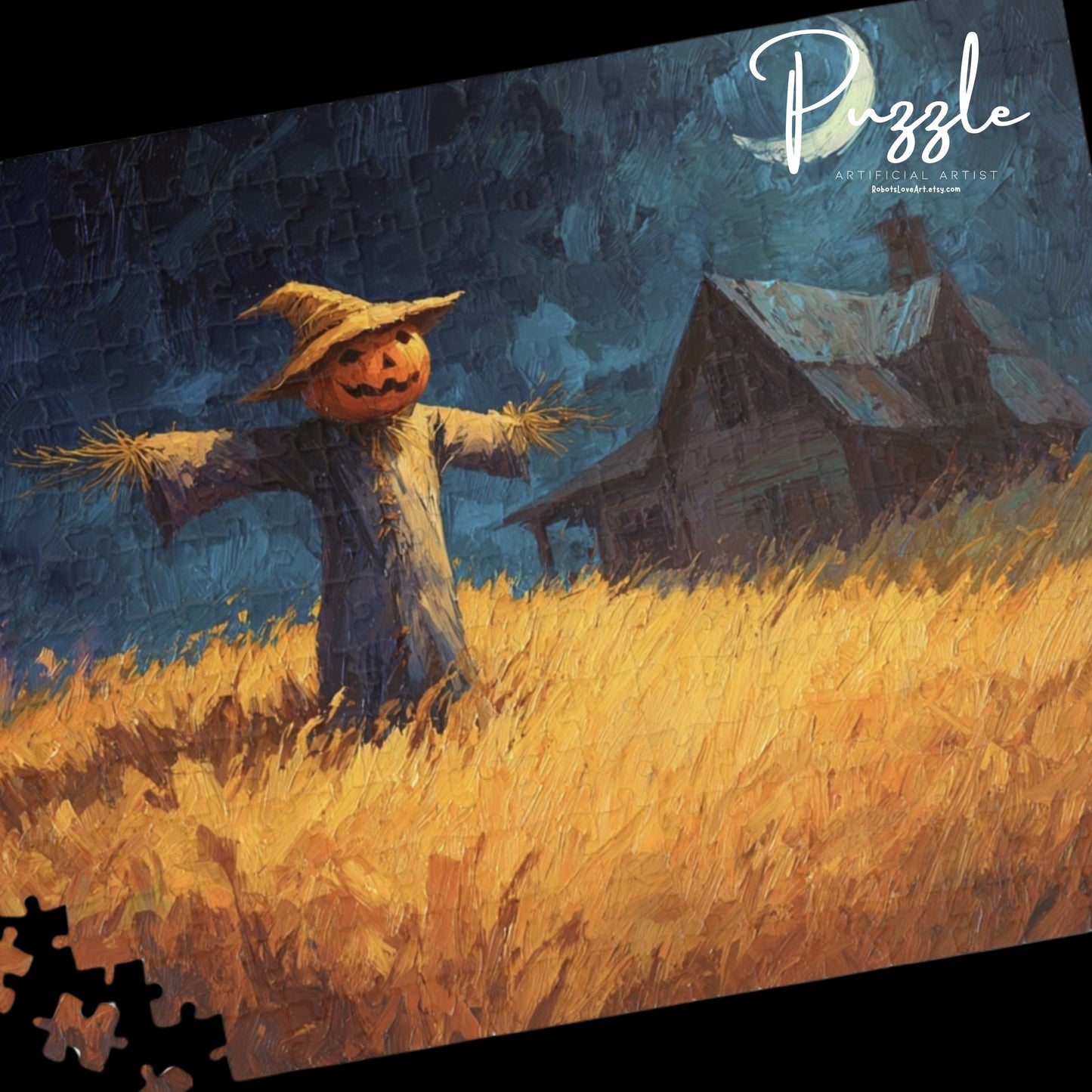 Autumn Scarecrow Puzzle - 110, 252, 520, 1014-piece, Family Activity, Harvest Season Fun, Halloween Gift, Cozy Night In
