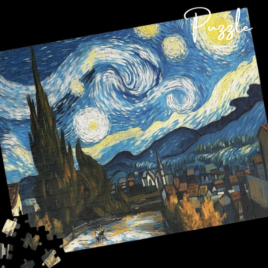 Starry Night Puzzle, 110, 252, 520, 1014-piece Jigsaw, Art Lovers Gift, Family Activity, Home Decor, Relaxing Pastime