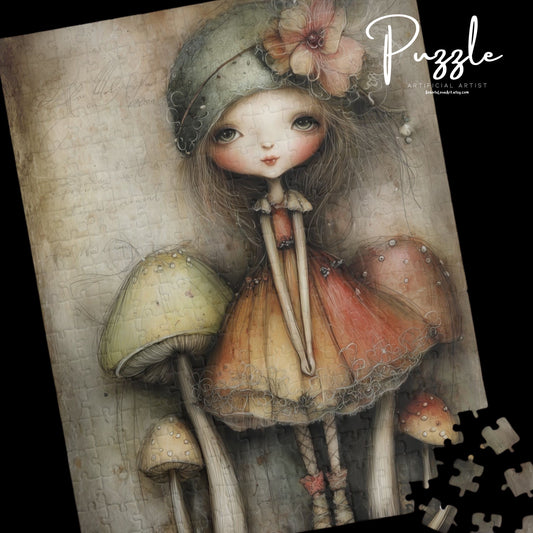 Retro Mushroom Girl Puzzle, 110-1014 Pieces, Cute Home Decor, Thoughtful Gift, Family Fun Activity