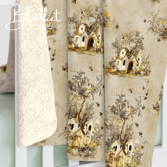 Cozy Bees Sherpa Fleece Blanket - Warm Plush Throw for Home Decor, Gift for Housewarming, Winter Comfort