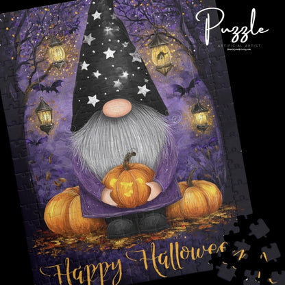 Halloween Puzzle with Gnome Design, Cozy Family Activity, 110-1014 Piece Jigsaw, Perfect for Autumn Celebrations, Fun Gift Idea