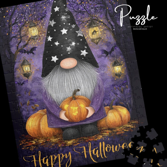 Halloween Puzzle with Gnome Design, Cozy Family Activity, 110-1014 Piece Jigsaw, Perfect for Autumn Celebrations, Fun Gift Idea