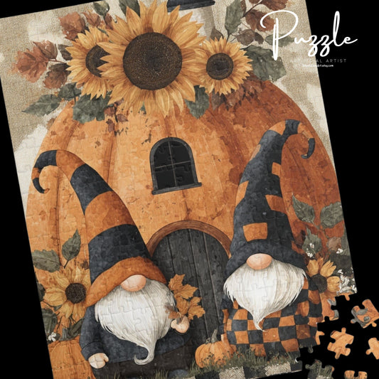 Gnome Pumpkin Puzzle: Fall Decor, Autumn Family Activity, Seasonal Gift, Cozy Home Vibes, Halloween Fun