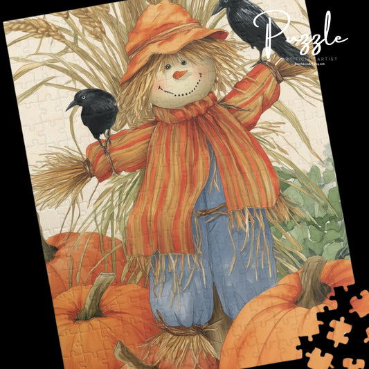 Friendly Fall Harvest Scarecrow Puzzle - 110 252 520 1014-piece Seasonal Jigsaw for Family Fun, Autumn Activity