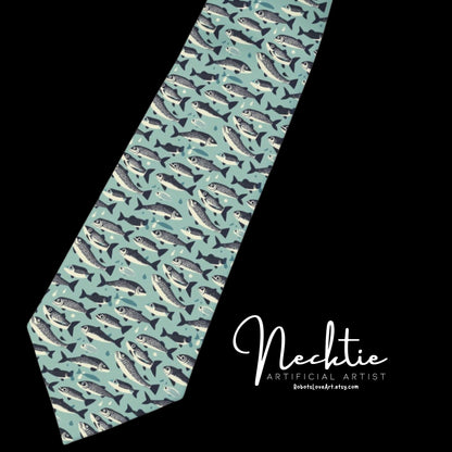 Stylish Necktie with Eye-Catching Fish Pattern | Perfect for Weddings, Business, and Casual Events, Gift for Him, Unique Accessories