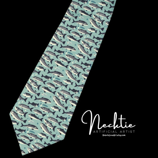 Stylish Necktie with Eye-Catching Fish Pattern | Perfect for Weddings, Business, and Casual Events, Gift for Him, Unique Accessories