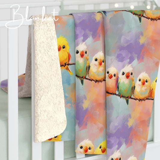 Sherpa Fleece Blanket - Rainbow Tweety Birds