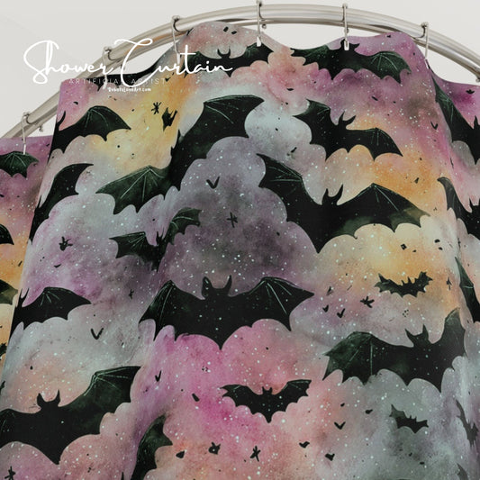 Halloween Bat Shower Curtain, Spooky Bathroom Decor, Gothic Home Accessory, Haunted House Gift, Seasonal Bathroom Upgrade
