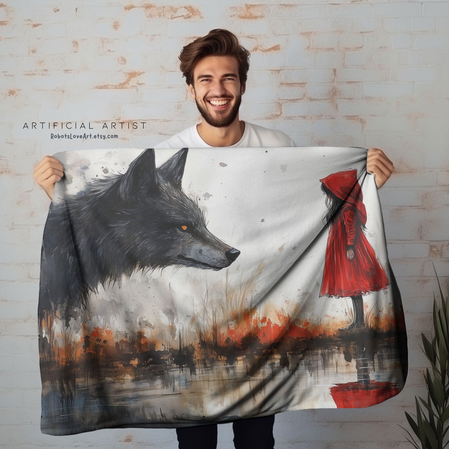 Sherpa Fleece Blanket - Little Red Riding Hood Grunge Look