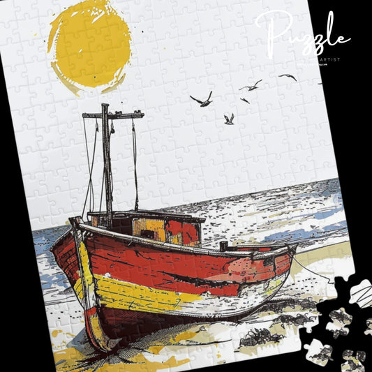 Beach Boat Puzzle - 110, 252, 520, & 1014-piece Options | Boat Artwork, Family Game Night, Gift for Beach Lovers, Relaxation Activity, [...]