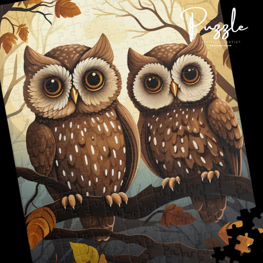 Owl-Themed Puzzle | Cozy Family Activity, Gift for Nature Lovers, Fun Game for Kids, Autumn Decor