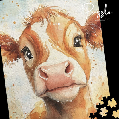 Charming Baby Cow Puzzle - Perfect for Family Fun, Gift for Animal Lovers, 110/252/520/1014-piece