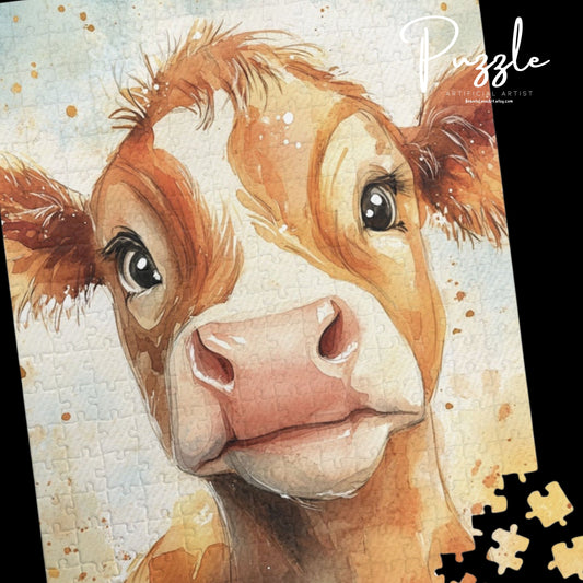 Charming Baby Cow Puzzle - Perfect for Family Fun, Gift for Animal Lovers, 110/252/520/1014-piece