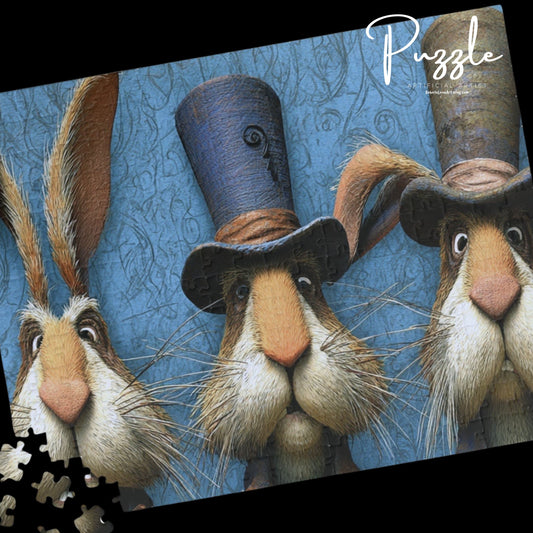 Whimsical Rabbit Puzzle - Fun Family Activity, Unique Gift for Bunny Lovers,