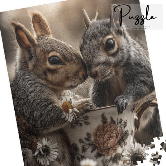 Puzzle 520-piece - 2 squirrels having tea in the garden