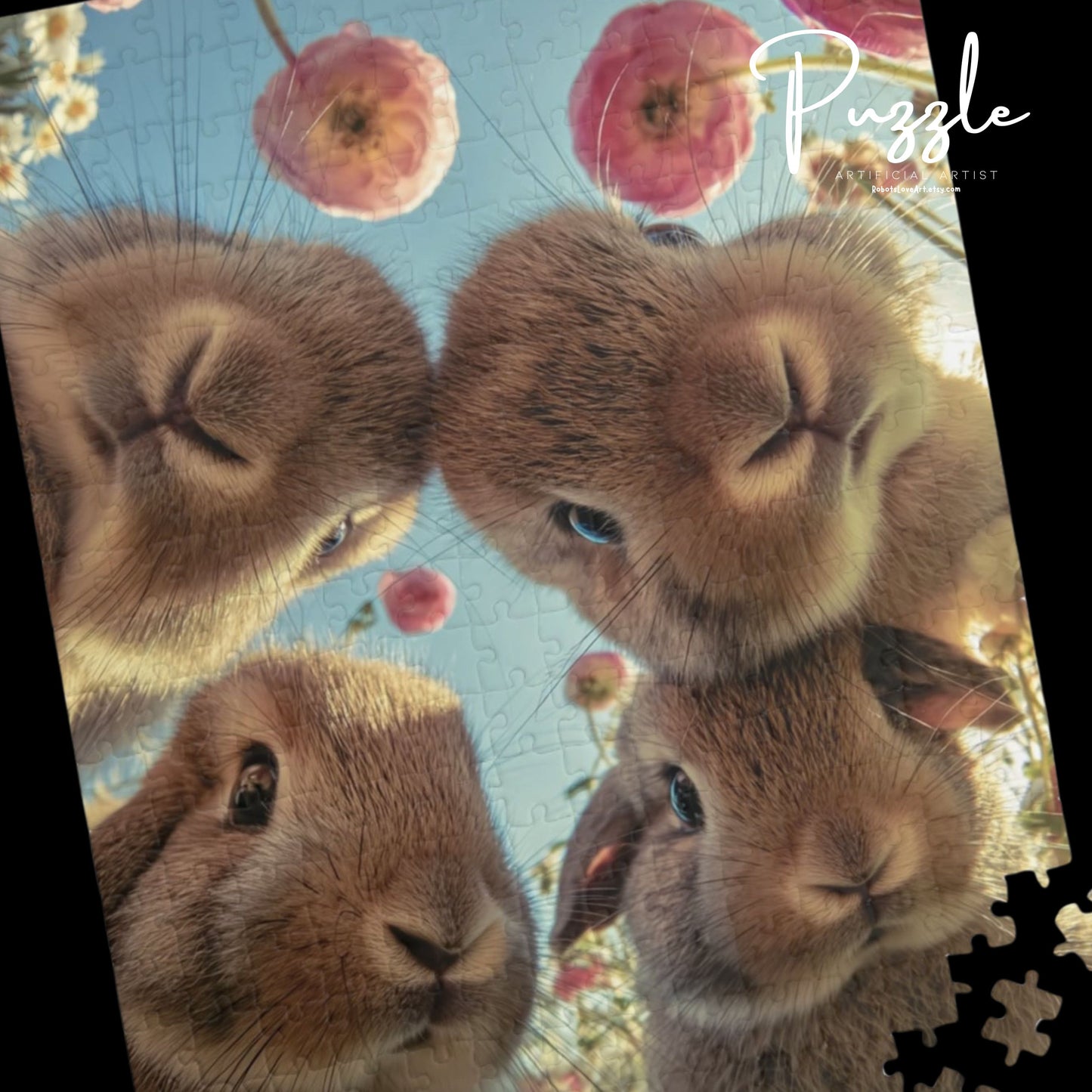 Puzzle (110, 252, 520, 1014-piece) - Funny Rabbit Selfie | Is that a carrot?
