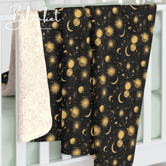 Cozy Sherpa Fleece Blanket, Starry Nights Throw, Perfect for Gifts, Home Decor, Warm Comfort for Any Season