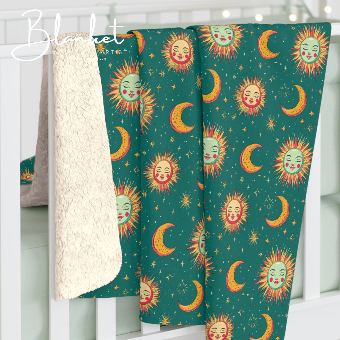 Cozy Celestial Sherpa Blanket, Soft Throw Blanket, Celestial Decor, Warm Gift, Astrology Blanket, Home Comforts