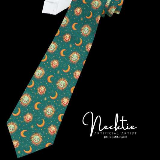 Whimsical Floral Necktie - Bohemian Tie for Men, Unique Gift for Dad, Wedding Accessory, Birthday Present, Retro Style Tie