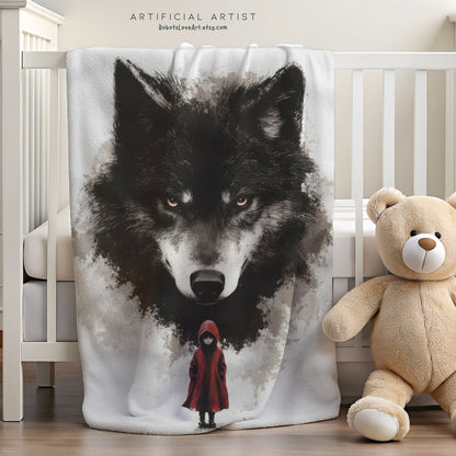 Little Red Riding Hood Wolf Sherpa Fleece Blanket | Perfect for Storybook, Gift for Her, Home Decor, Camping Essentials