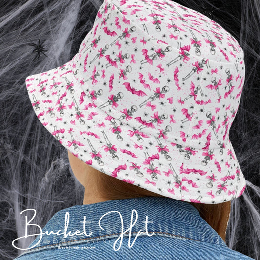 Flower Skull Bucket Hat, Trendy Sun Hat, Unique AOP Hat, Summer Accessory, Festival Headwear, Gift for Her
