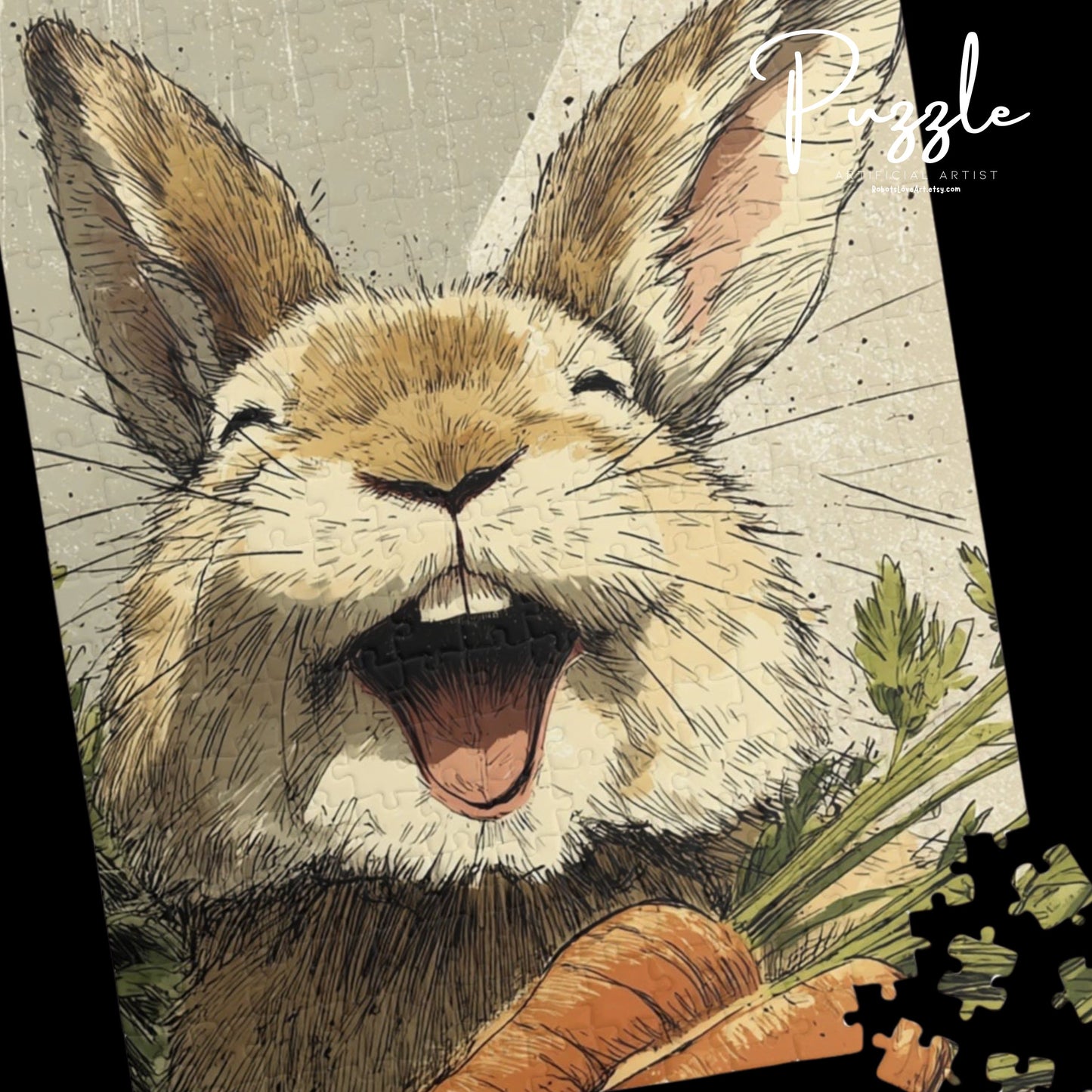 Cheerful Bunny Puzzle - Perfect Family Activity, Gift for Animal Lovers, Fun Home Decor, Kids' Activity, Spring Holiday Treat