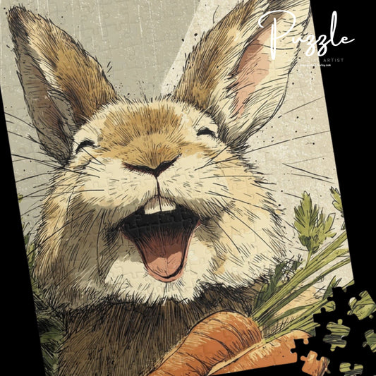 Cheerful Bunny Puzzle - Perfect Family Activity, Gift for Animal Lovers, Fun Home Decor, Kids' Activity, Spring Holiday Treat