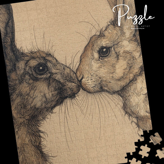Artistic Bunny Puzzle - Perfect for Family Game Night, Gifts for Animal Lovers, Home Decor, Educational Fun, Cozy Nights