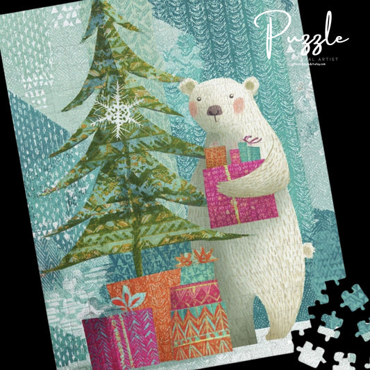 Festive Polar Bear Puzzle – Cozy Family Fun for Christmas, Holiday Gift, Winter Activity, Children's Game, Home Decor
