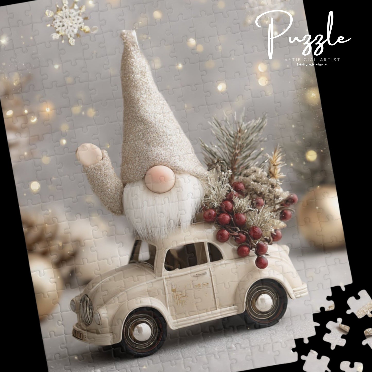 Festive Gnome Puzzle, Holiday Décor Puzzle, Christmas Gift, Family Game, Cozy Night In, Winter Fun Activity